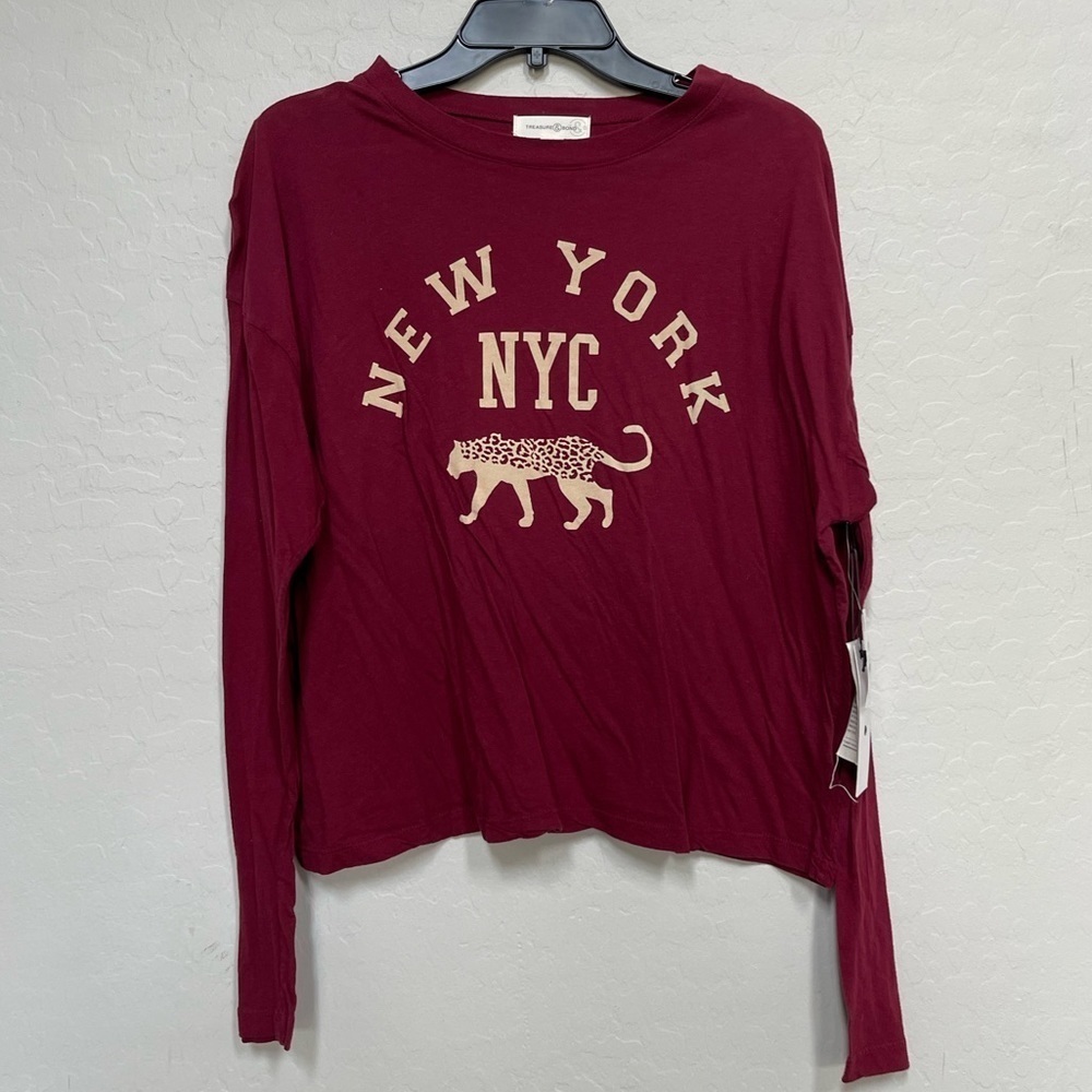Treasure & Bond Long Sleeve Graphic Tee Cotton T-Shirt Top size small